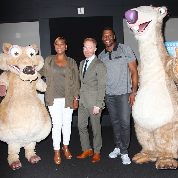 New York, NY - NY Daily News OUT - 7/7/16 - The Film Society of Lincoln Center & 20th Century Fox Present a Special Screening of "ICE AGE COLLISION COURSE". The film is voiced by Michael Strahan, Queen Latifah, Ray Romano, Jennifer Lopez and Jesse Tyler Ferguson. It is directed by Michael Thurmeier and co-directed by Galen Tan Chu. It opens nationwide on July 22nd, 2016 in 3D. -Pictured: Queen Latifah, Jesse Tyler Ferguson and Michael Strahan -Photo by: Kristina Bumphrey/StarPix